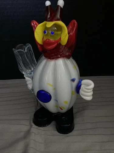 VTG Murano Italy art glass 8.5" tall clown candle holder figurine Hand Blown