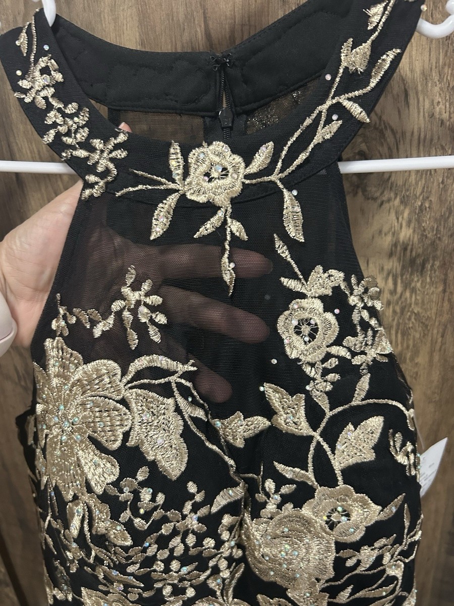black and gold embroidered maxi dress Black Gold Embroidered Layered Traditional Long Party Dress With Detachable Skirt 46
