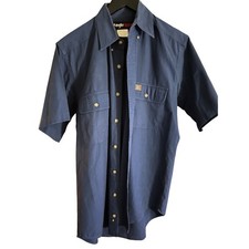 Wrangler RIGGS WORKWEAR Men's Short Sleeve Button Up Work Shirt Navy Blue M/M