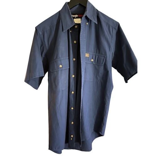 Wrangler RIGGS WORKWEAR Men's Short Sleeve Button Up Work Shirt Navy Blue M/M
