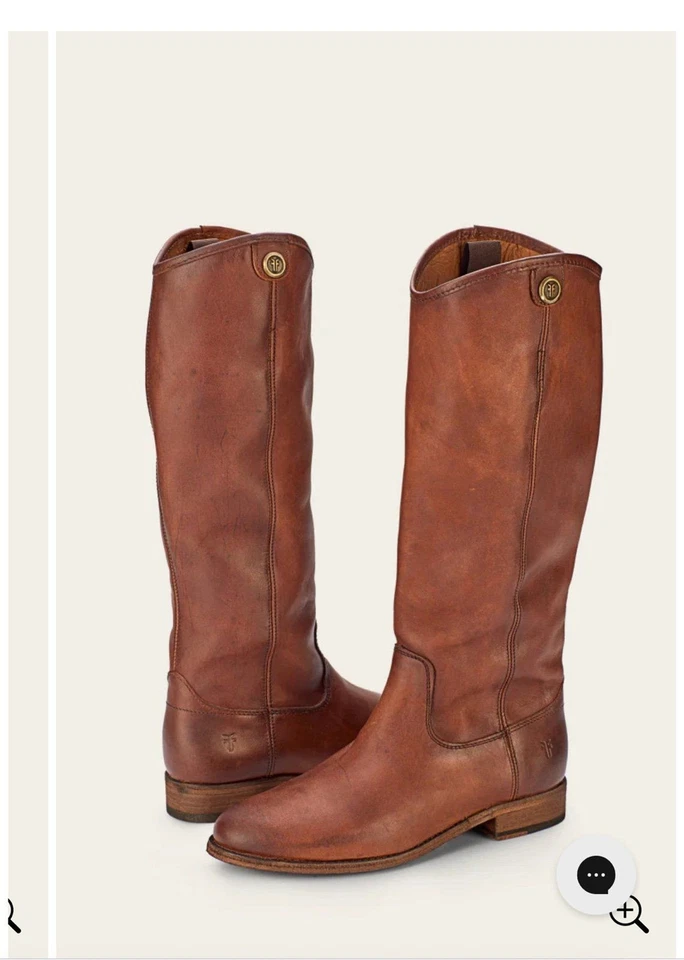 Bota hasta la rodilla Frye Melissa Button para mujer, 8,5 M, cuero vintage liso coñac Foto 4 de 4