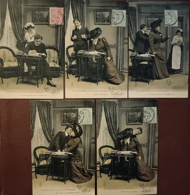 Antike französische Postkarte. Konvolut 5. Anfang 1900. Man muss nicht laufen..
