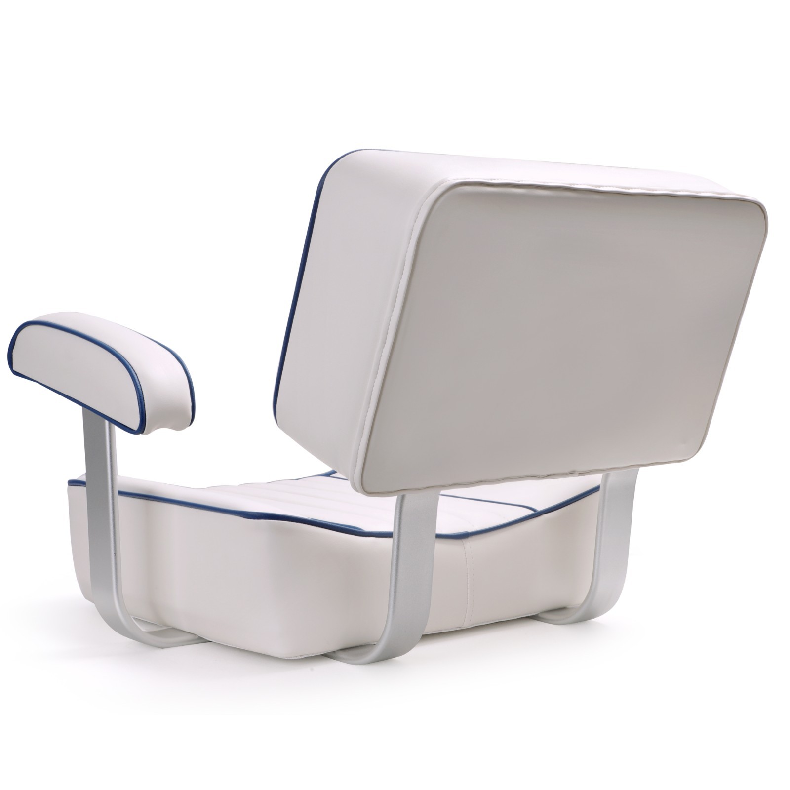NORTHCAPTAIN Pontoon Captain Bucket Seat with Armrest,White/Blue Piping