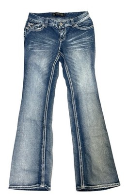 Twentyone Black By Rue 21 Regular Skinny Jeans Size 9/10 Blue Rhinestone Zipper