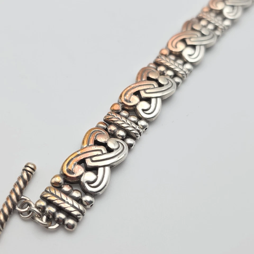 Brazalete de eslabones corazones entrelazados Brighton placa de plata de 2 tonos 7,5" ¡ENVÍO GRATUITO DE $!! Foto 3 de 4