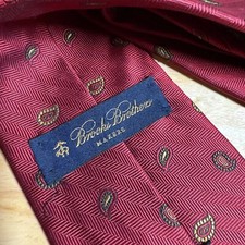 Brooks Brothers Makers Men's Designer Neck Tie Paisley Red Blue 100 Silk USA