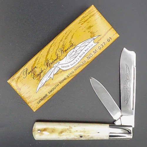 1980s PARKER SEKI JAPAN Pocket Knife ONE ARM MAN Barlow Razor 037-61 MINT+BOX