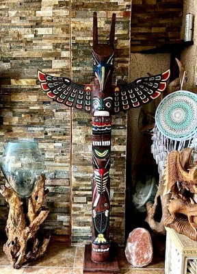 Statue Totem Pole Wood Deco 2,00 meters 78,74 Inches / 6,56 feet Little Big Horn
