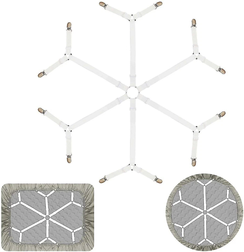 Soportes de sábanas de 6 vías mantienen las sábanas firmes y apretadas, clips de correa de esquina para sábanas Foto 2 de 4