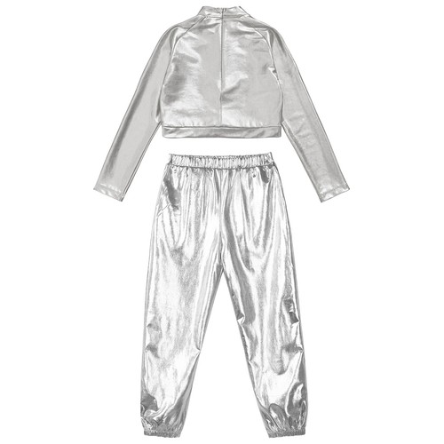 Kids Girls Dance Clothes Sequin Dancewear High Waist Dance Outfit Zipper Party - Picture 17 of 42