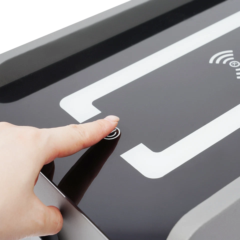 Mesita de noche inteligente, mesita de noche inteligente LED con 2 cajones y carga inalámbrica Foto 3 de 4