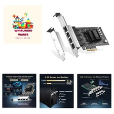4 Ports 2.5G PCIe Network Adapter, LAN Controller, 2500/1000/100Mbps RJ45 Eth...