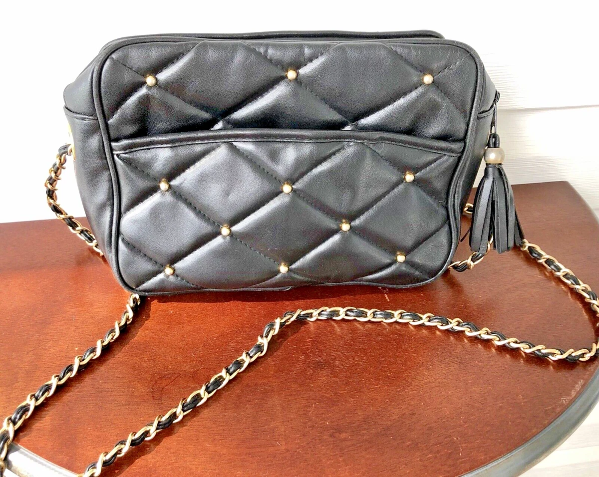 Black Designer Strap Quilted Crossbody Faux Leather Bag