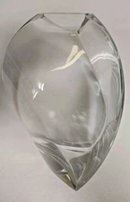 DANSK Vase Art Glass Optical Heavy Glass Artist Signed Geometric Estate Old MCM