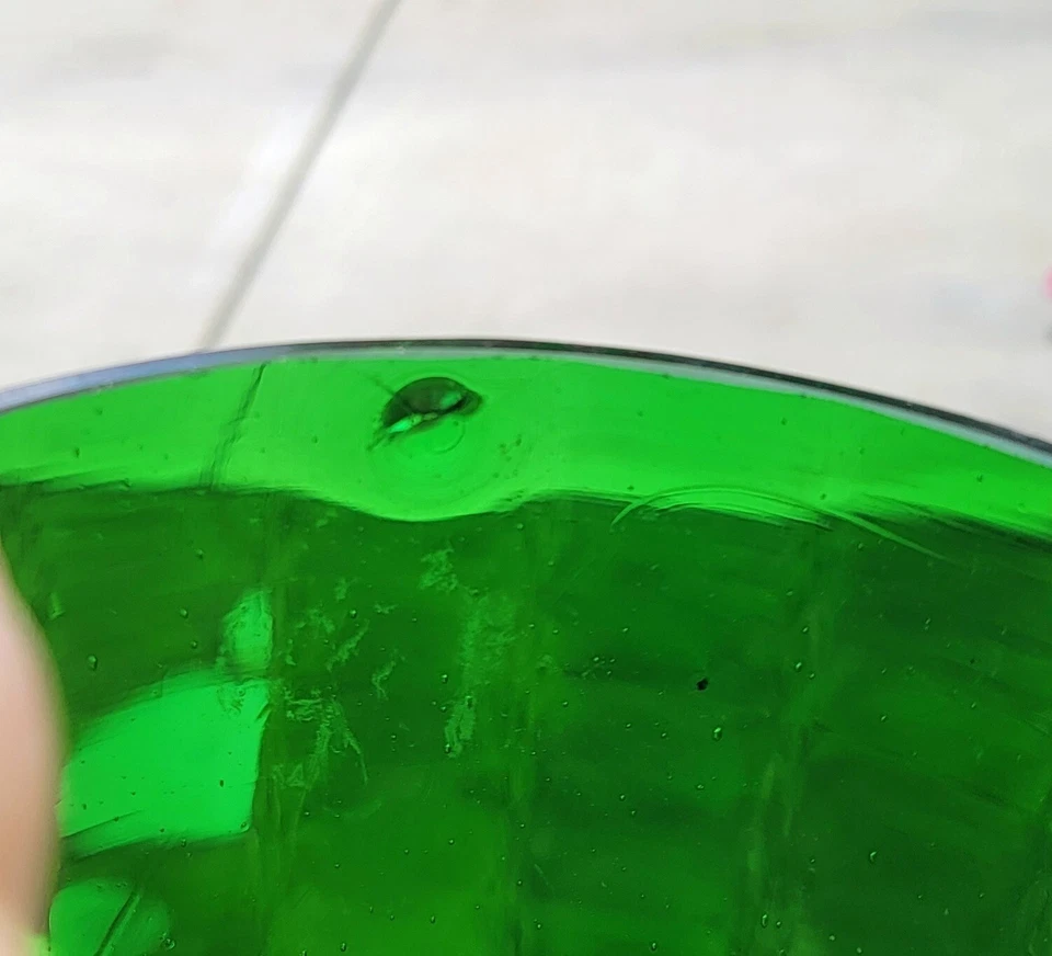 Cuenco de basura antiguo raro Mary Gregory Barber. Como nuevo. 7 Up verde Foto 3 de 4