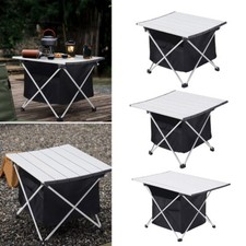 Portable Folding Camping Table Lightweight with Storage Basket Garden Outdoor