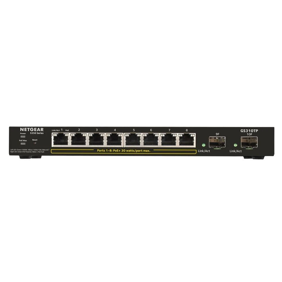 NETGEAR 10-Port PoE Gigabit Ethernet Smart Switch Managed 8x PoE+ 55W 2x 1G SFP - Image 2 of 4