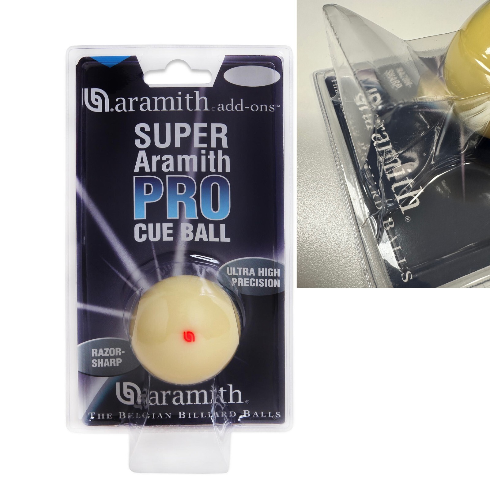 Super Aramith Pro Pool Cue Ball 2 1/4" in a blister