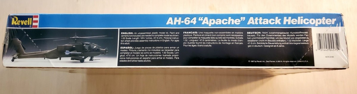 AH-64 Apache Attack Helicopter Model Kit Revell 1:32 Scale