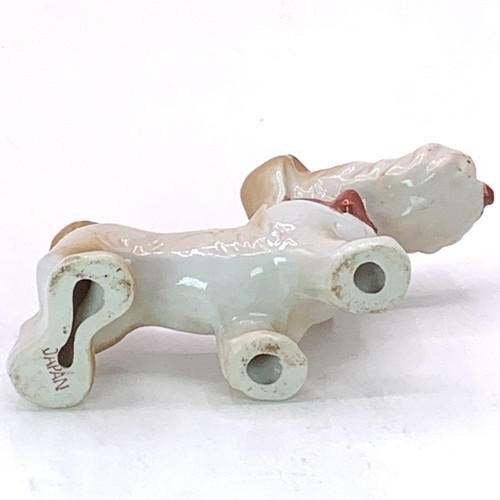 Estatuilla de perro Terrier Hound vintage arco rojo Japón - Imagen 5 de 5