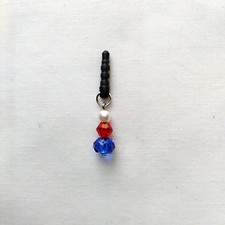 Red White Blue Bead Universal Cell Phone Charm Anti Dust Proof Plug Ear Cap Jack
