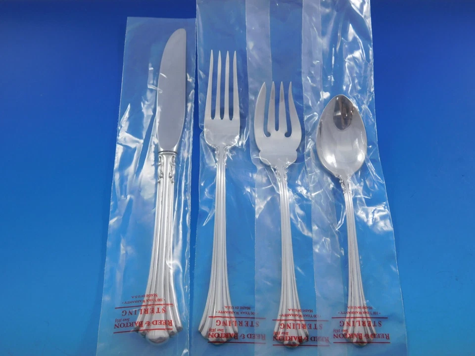 Juego de cubiertos de plata de ley del siglo XVIII de Reed & Barton 47 piezas nuevo Foto 3 de 4