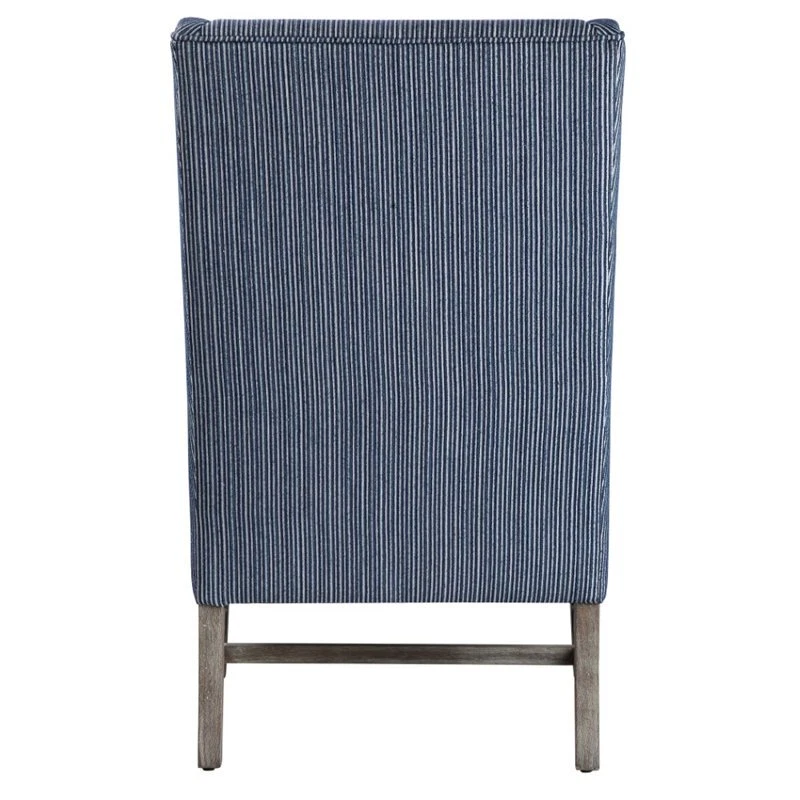Silla Uttermost Galiot Coastal de madera y tela con respaldo de ala en azul y blanco Foto 3 de 4