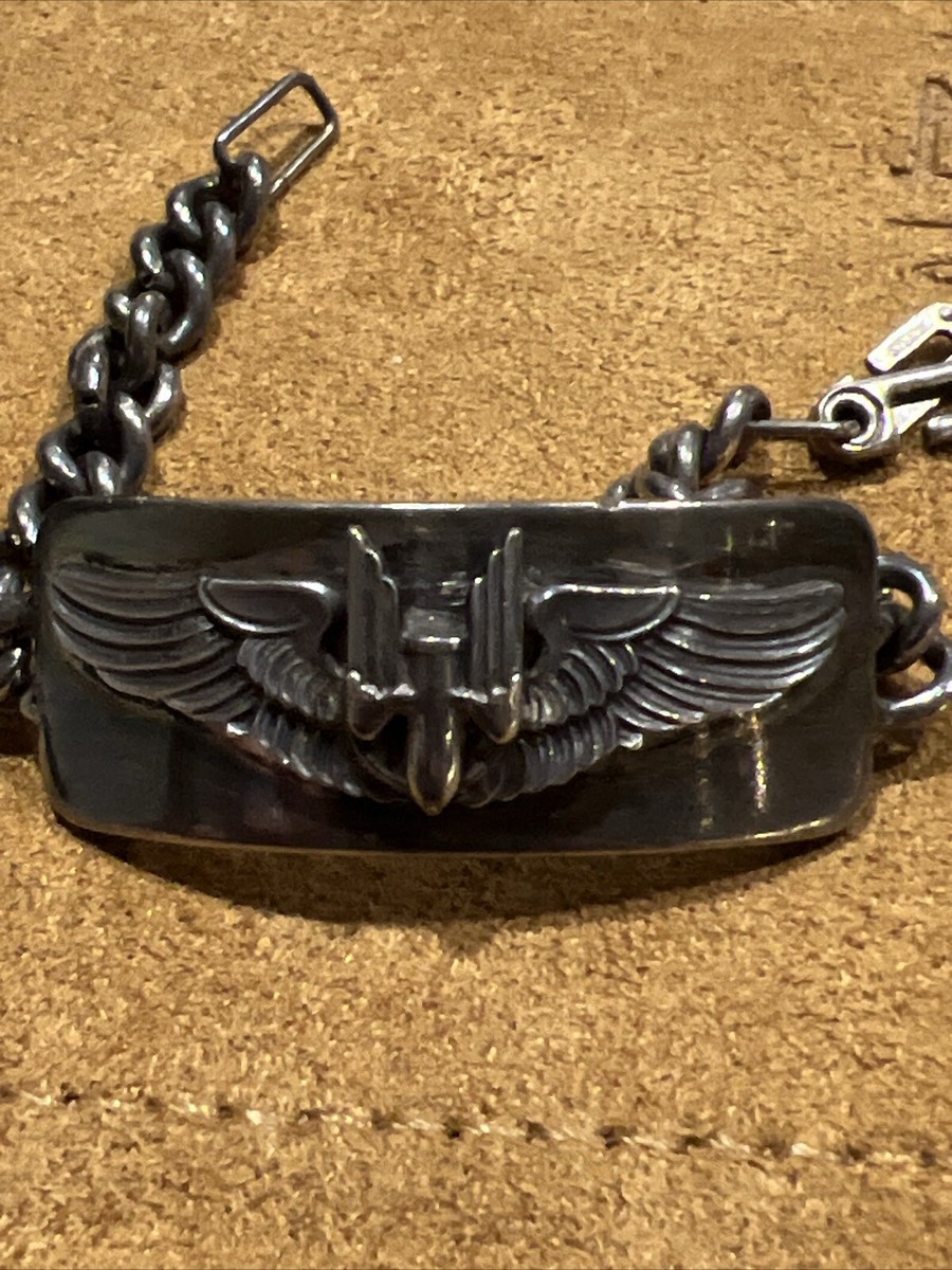 Vintage WWII Sterling Gunner Wings & Plaque ID Bracelet | eBay Vintage WWII Sterling Gunner Wings & Plaque ID Bracelet | eBay
