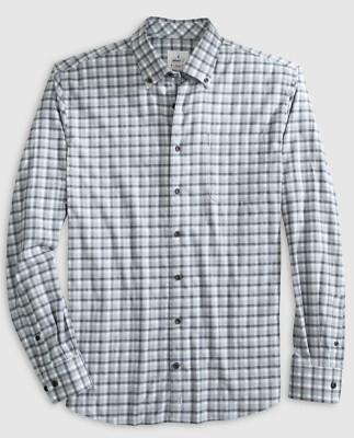 JOHNNIE-O HANGIN' OUT LIGHT GRAY TALLY PERFORMANCE PLAID BUTTON UP SHIRT SZ XL
