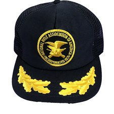 Vintage NRA Black Mesh Trucker Hat with Golden Leaf - Snapback Cap Made in USA