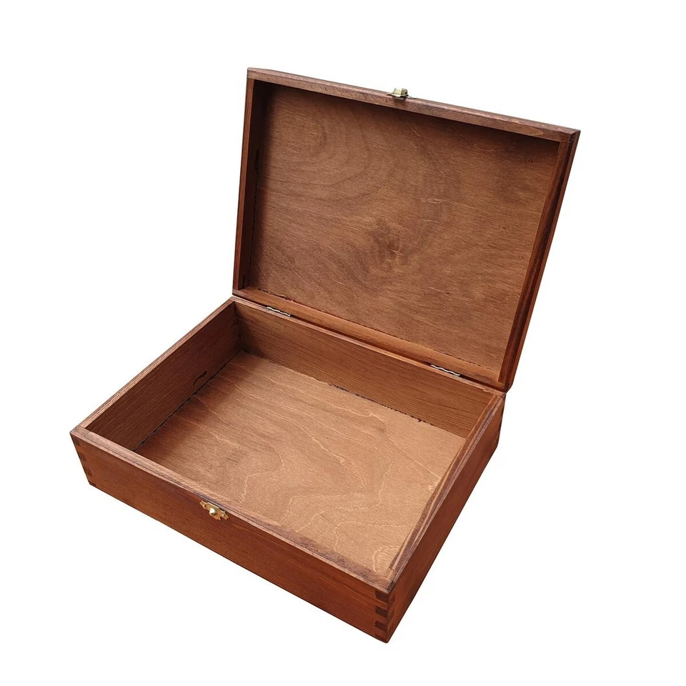 Wooden Box A4 Size, With Lid Lockable Latch in Brown Color - Image 3 of 4