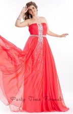 Party Time 6616 Coral Red Stunning Pageant Gala Gown Dress sz 20W SALE