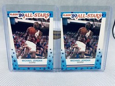 TWO 1989-90 Fleer MICHAEL JORDAN All-Star Sticker #3 cards in VG to NM condition