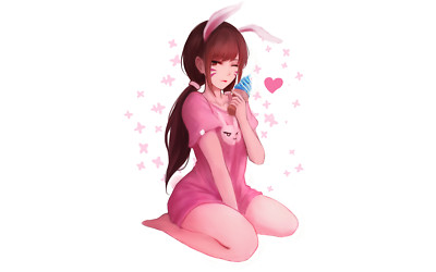 Anime girls overwatch dva mx shimmer bunny girl brunette playmat gaming mat