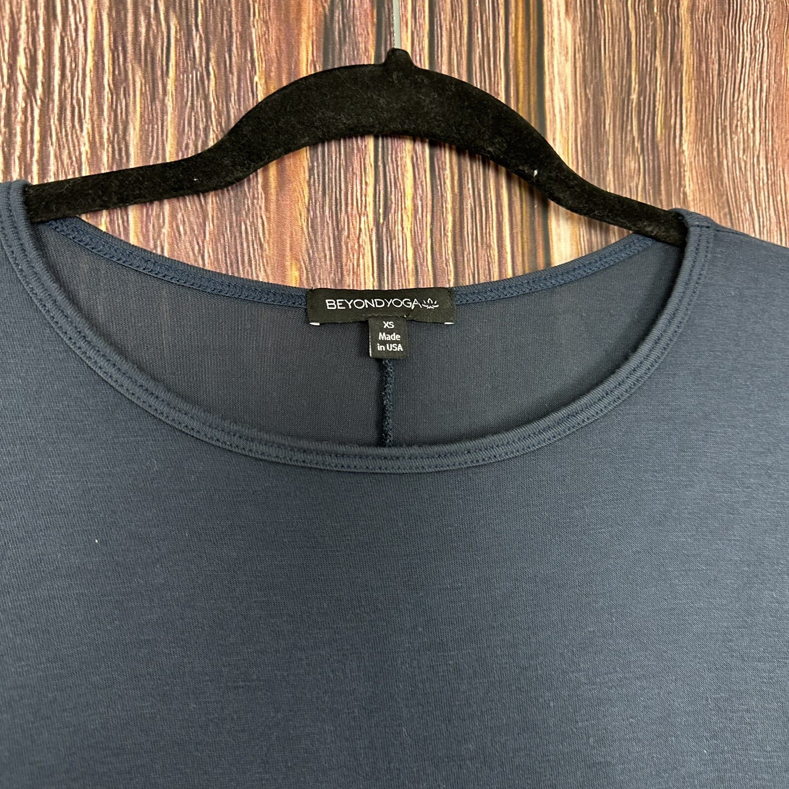 Beyond Yoga Long Sleeve Slit Open Back Navy Blue Size XS Modal Crop Fit