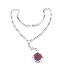 Edwardian Albert Necklace Carnelian Bloodstone Spinner Fob Sterling Silver 1902