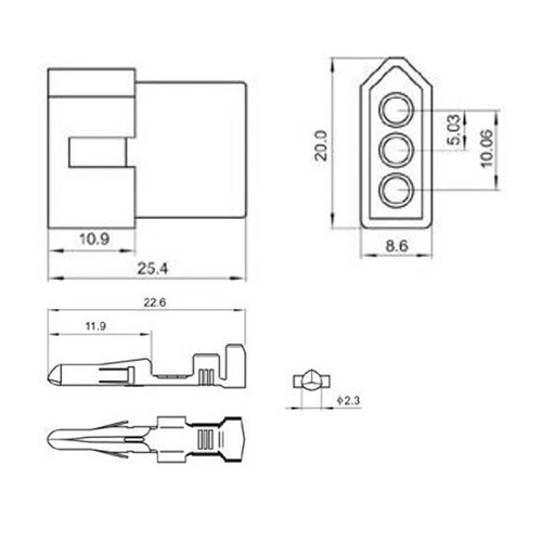 Arlows 3PIN Connector SET Fits CEV KTM Turn Signal Adapter Handlebar Fitting Switch