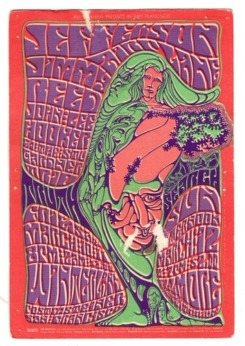 JeFFerSon AirpLane JohNNy LEE HOOker BG54 BiLL Graham FiLLmore 1967 PoStcard
