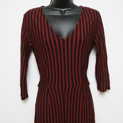 Bershka Brown Black Striped Wide Leg Bodycon Jumpsuit Size 10 Eur 38 Retro Boho