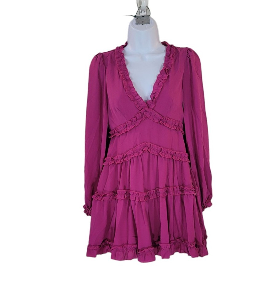 magenta dress women Floral Print Organza Maxi | Womens | X-Small (Available in M, L) | 100% Polyester | Lulus | Prom Dresses Size medium measures 56.25 from adjustable straps to hem Evelyn Dress | Magenta |
