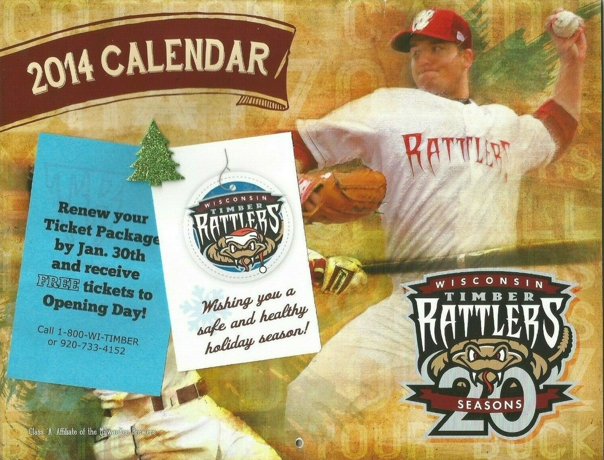 2014 WISCONSIN TIMBER RATTLERS 2014 FULL SIZE CALENDAR-14 PAGES SCHEDULE  MAG