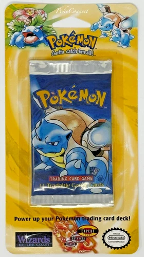 Sealed Pokemon 1st Edition Base Set Blister Booster Pack - Blastoise