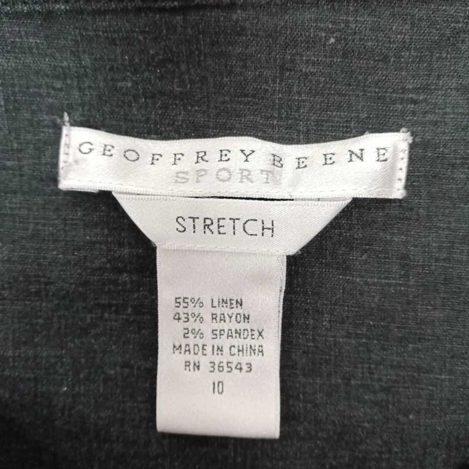 Top bordado vintage Geoffrey Beene deportivo elástico manga 3/4 mezcla de lino talla 10 Foto 3 de 4