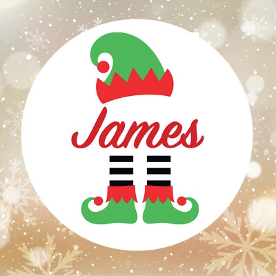 48 PERSONALISED CHRISTMAS STICKERS NAME PRESENT LABELS ELF CUSTOM TAGS