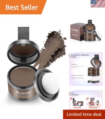 Instant Hair Root Touch Up Powder - Medium Brown for Gray Coverage & Beard Line