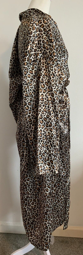 2X Tan Brown Black Cheetah Print satin feel Night Robe with belt - Picture 4 of 11