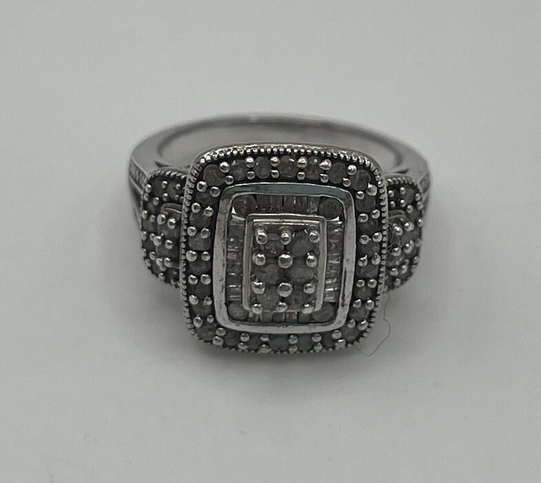 1ct Natural Diamond Rectangular Double Frame Wedd… - image 2