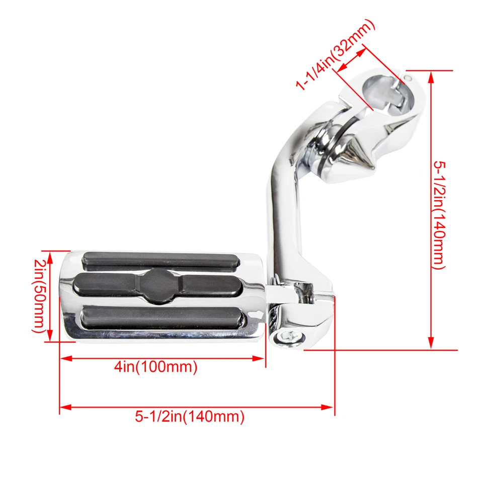 Clavijas de pie de carretera en ángulo largo de 1,25" montaje de barra de choque para Harley Road Street Glide Foto 2 de 4