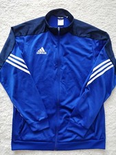 Adidas Mens Tracksuit Top Jacket Blue White Stripes Training Jumper Sweatshirt