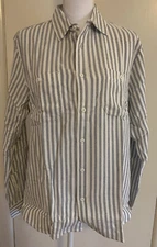 NWT Onia Liam Brush Stripe Deep Navy Shirt Pockets Men’s Size ﻿Medium M